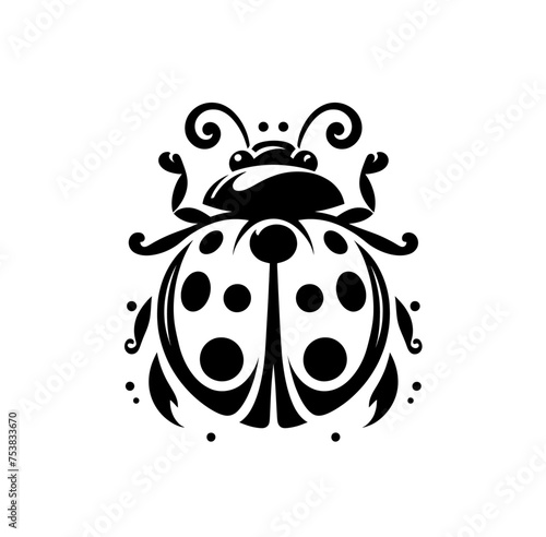 Ladybug isolated monochrome vector illustration