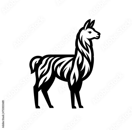 llama or alpaca  monochrome vector isolated emblem illustration