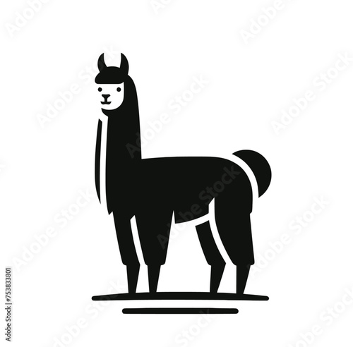 llama or alpaca  monochrome vector isolated emblem illustration