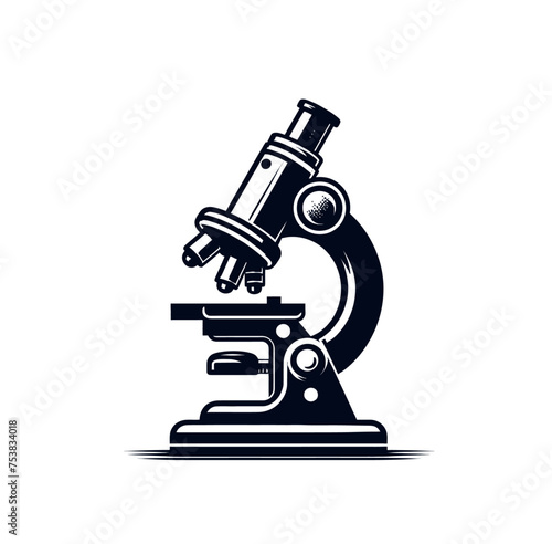 Scientific microscope monochrome isolated vector illustration