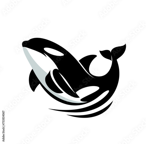 Orca whale monochrome isolated vector illustration