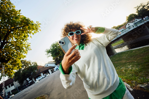 Influential girl takes a selfie