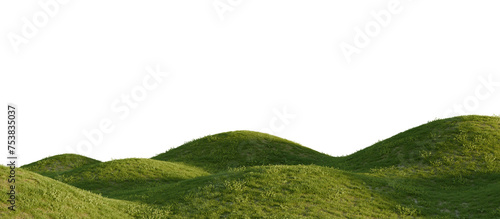 Fotografija Lush green grassy hills under a clear sky