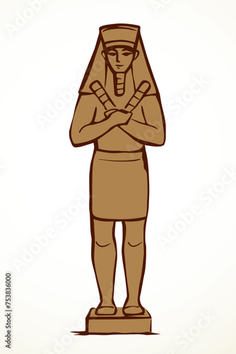 Vector drawing. Egyptian male statue
