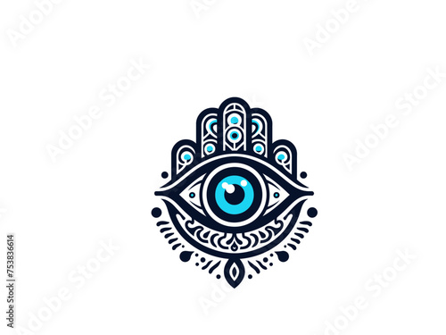 Mystic Ward: Intricate Evil Eye Vector, Symbolizing Spiritual Vigilance and Defense