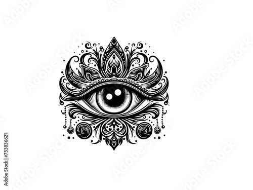 Guardian of Light: Enigmatic Evil Eye Vector, Offering Spiritual Protection and Guidance