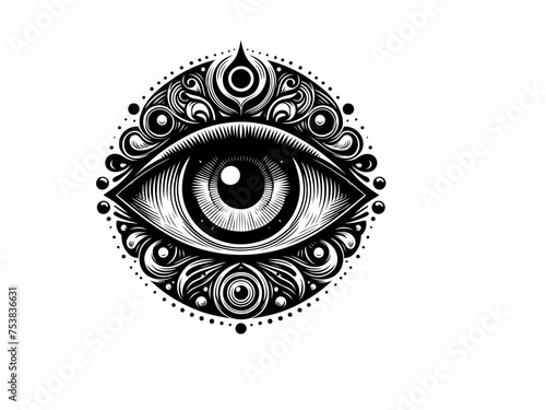 Ethereal Charm: Mystical Evil Eye Vector, Infusing Spiritual Energy into Your Design