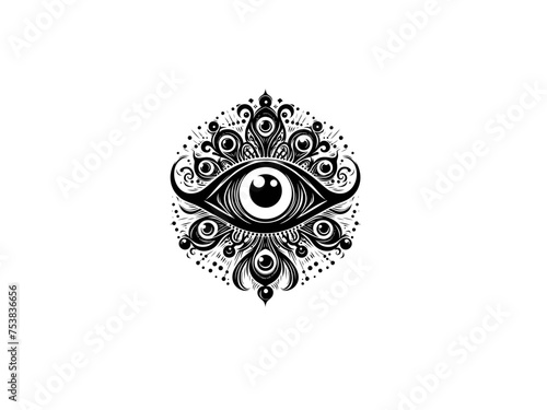 Sacred Sentinel: Detailed Evil Eye Vector for Symbolic Art and Spiritual Significance