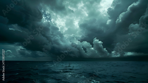 Dark clouds gathering ominously on the horizon before unleashing