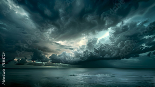 Dark clouds gathering ominously on the horizon before unleashing