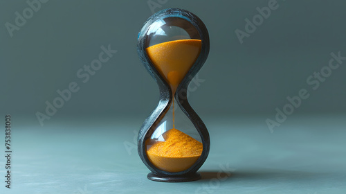 Sand running through the bulbs of an hourglass measuring the passing time in a countdown to a deadline