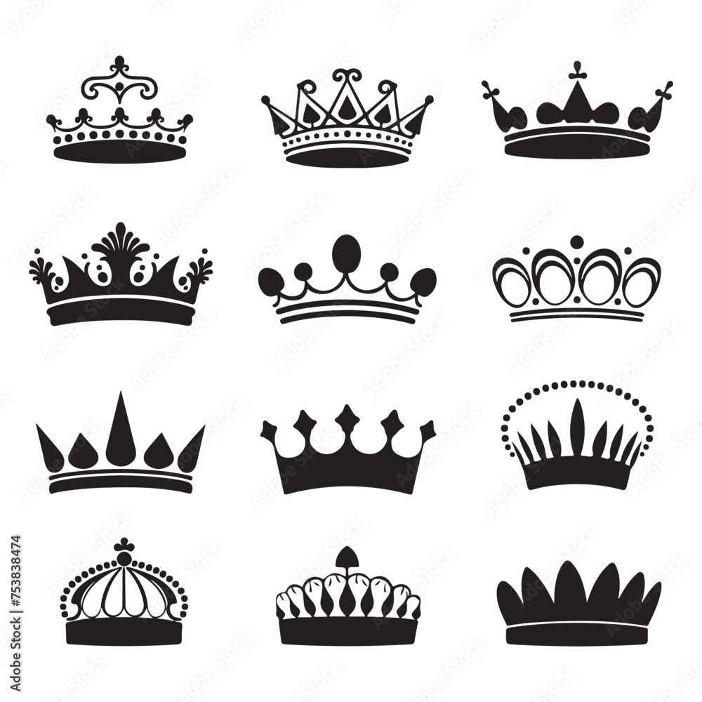 A black silhouette Queen crown set A black silhouette Queen crown set