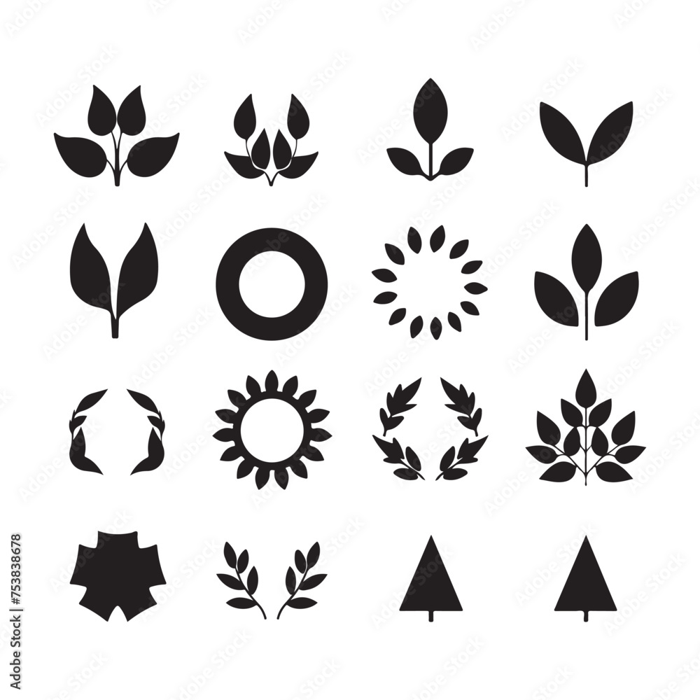 Fototapeta premium A black silhouette Recycle symbol set 