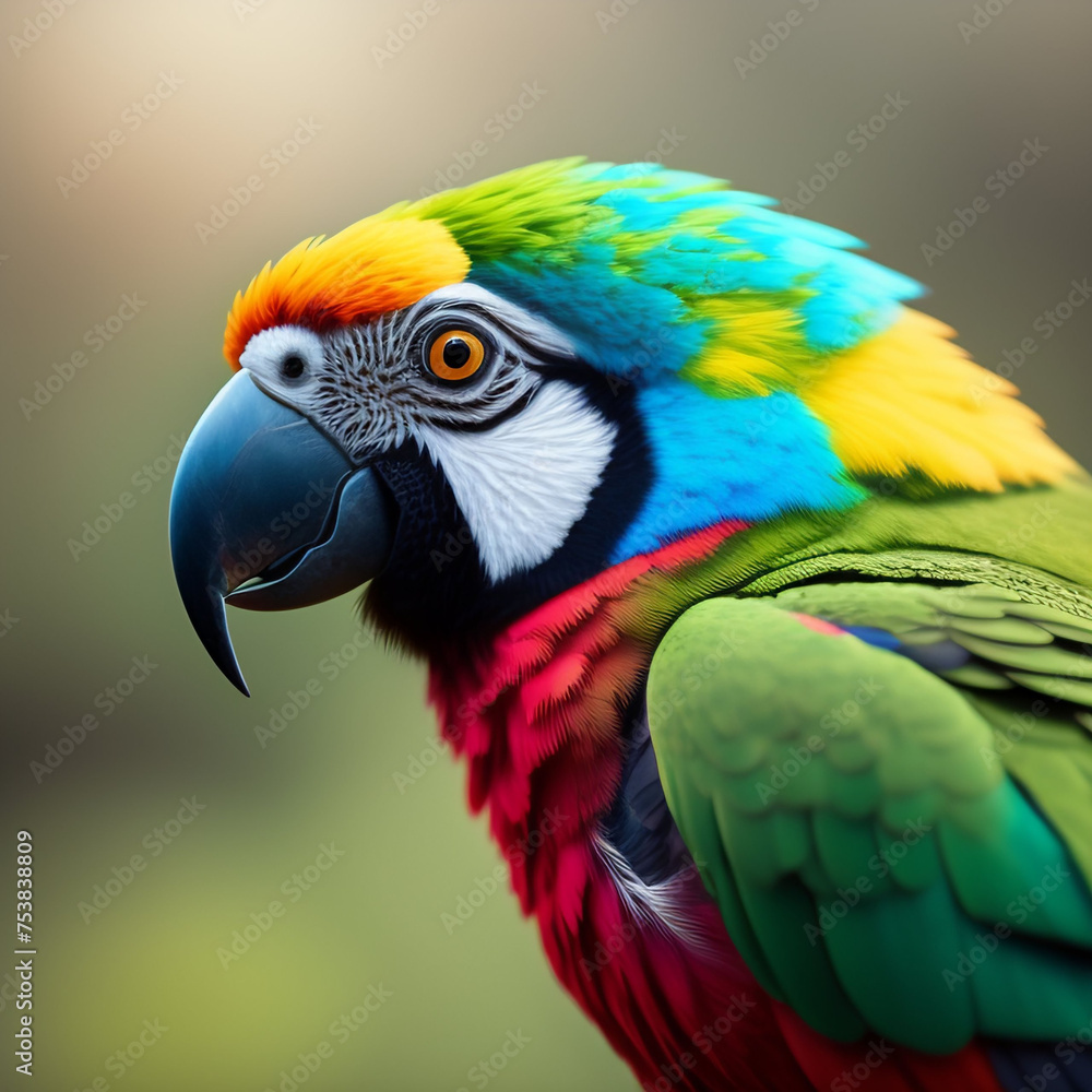 colorful-parrot-with-blue-beak-yellow-eyes