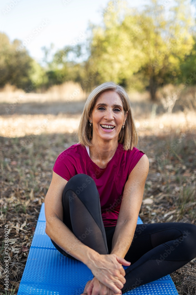 mature woman doing sport in nature mature woman doing sport in nature