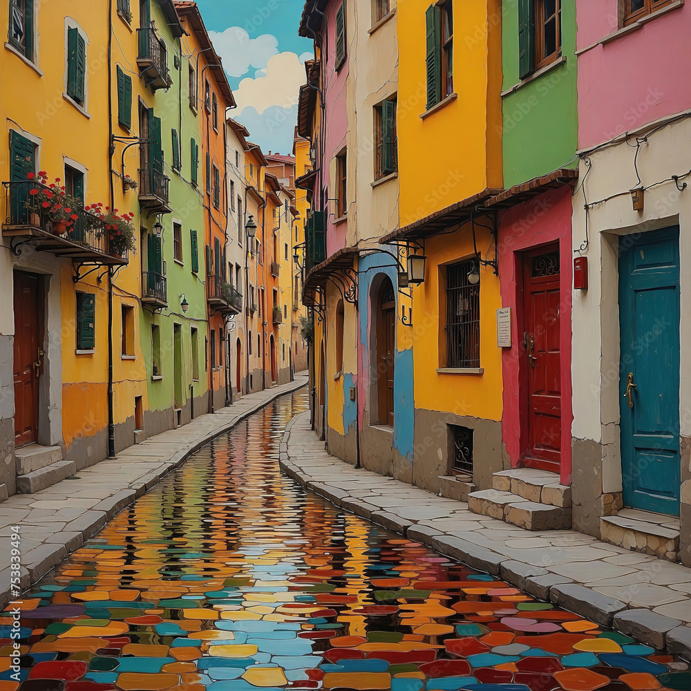 Mediterrane Streets Decoration Canvas Print