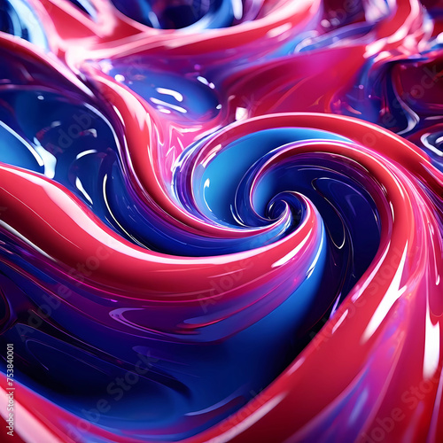 3d red and blue color combination  closeup of red and blue toothpaste  mixed shiny gel