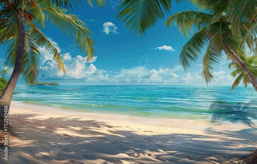 Tropical Beach With Palm Trees © yganko