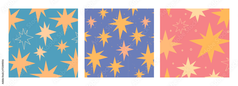 Set of seamless patterns with stars Set of seamless patterns with stars