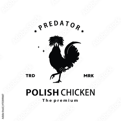 vintage retro hipster polish chicken logo vector outline silhouette art icon