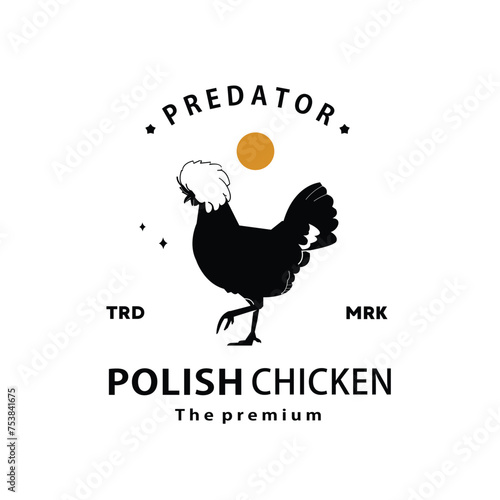 vintage retro hipster polish chicken logo vector outline silhouette art icon