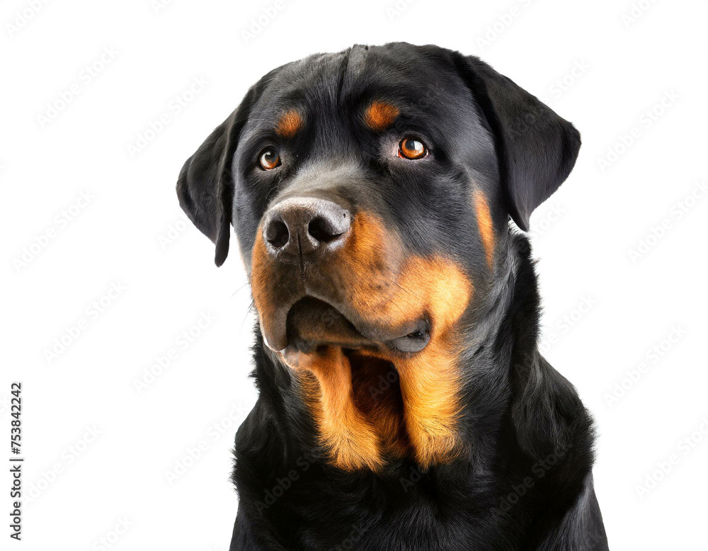 Rottweiler isoliert auf weißen Hintergrund, Freisteller Rottweiler isoliert auf weißen Hintergrund, Freisteller