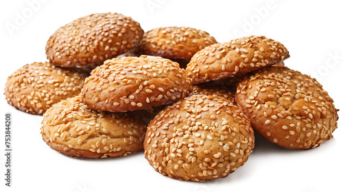 Homemade cookies with sesame seeds isolated on a white background