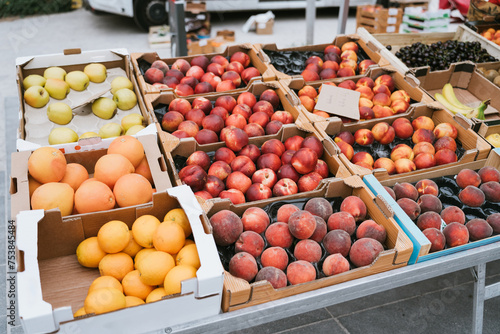Vibrant Fruit Stand Bursting with Fresh Flavors photo