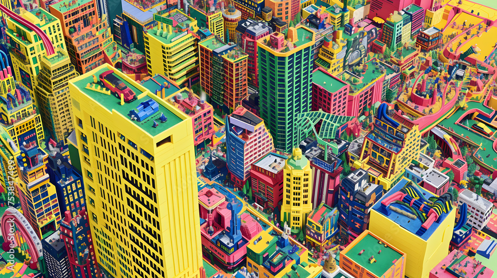 Obraz premium colourful houses in the city