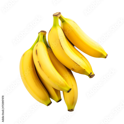 Top view of ripe baby bananas isolated on transparent background