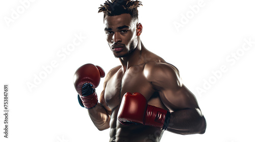 Male boxer isolated on a transparent background