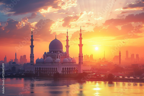 Islamic Ramadan Background created with Generative AI photo