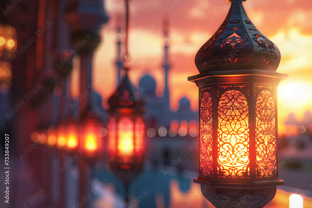 Islamic Ramadan Background created with Generative AI Islamic Ramadan Background created with Generative AI