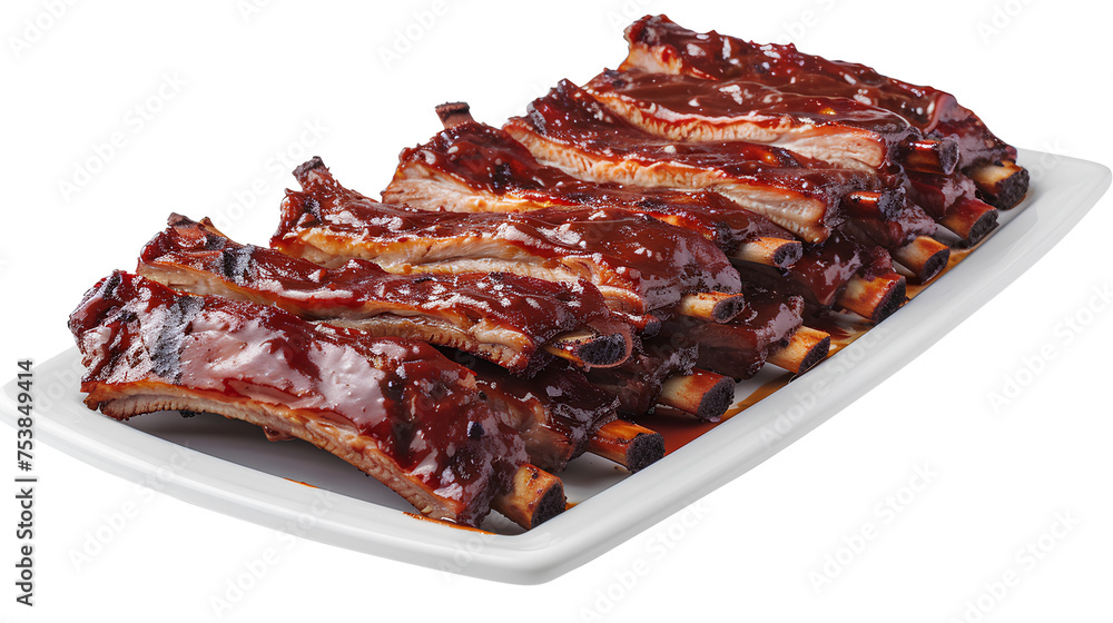 Platter of Barbecued Ribs isolated on a transparent background Platter of Barbecued Ribs isolated on a transparent background