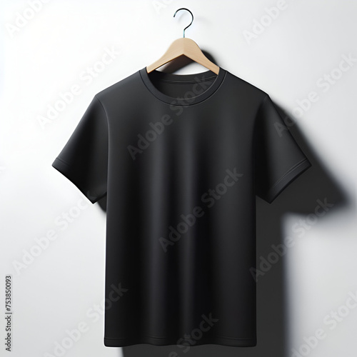 Black t shirt on hangers 