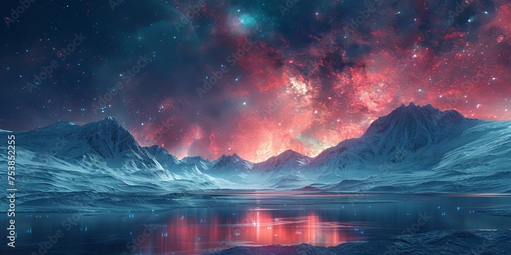 Naklejka premium Beautiful winter nature landscape, amazing mountain view. Scenic image of woodland. Frosty day on ski resort