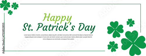 Happy St. Patrick Day lettering poster with green shamrock