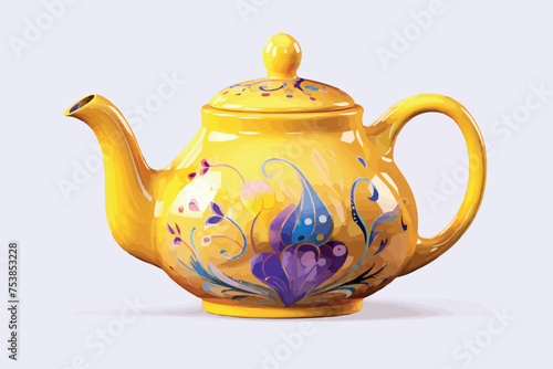 Old ceramic teapot on white background
