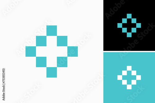 plus medical with pixel Vector Logo Premium 