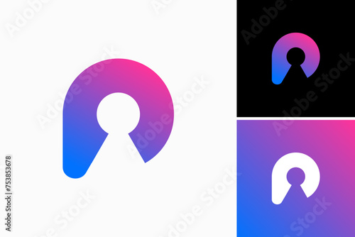 letter p with key hole Vector Logo Premium 