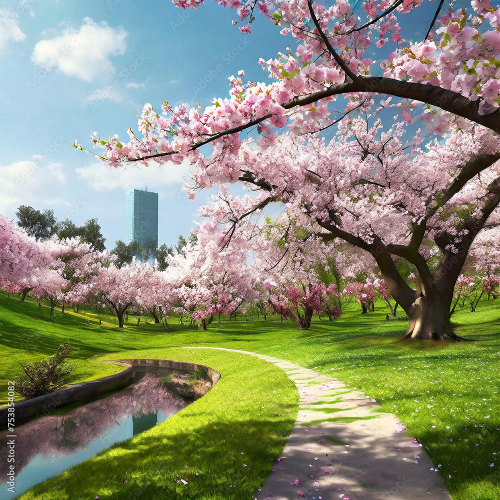 벚꽃 공원 (a cherry blossom park)