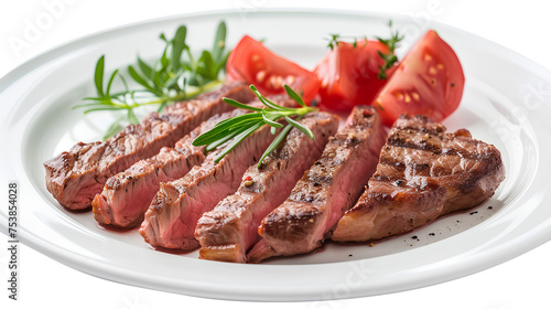 Sharing a Steak Isolated on a transparent background