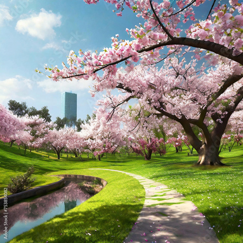 벚꽃 공원 (a cherry blossom park)