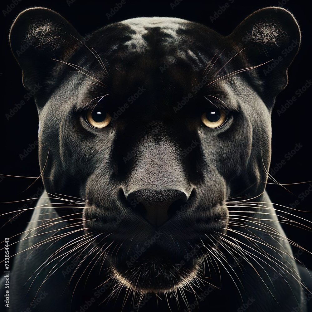 Front view of Panther on dark background. Predator series.