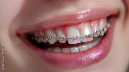 braces smile lips pink closeup
