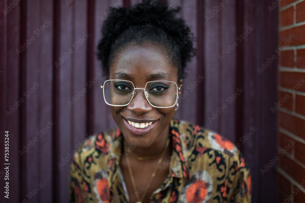portrait of young black woman outdoors in the city portrait of young black woman outdoors in the city