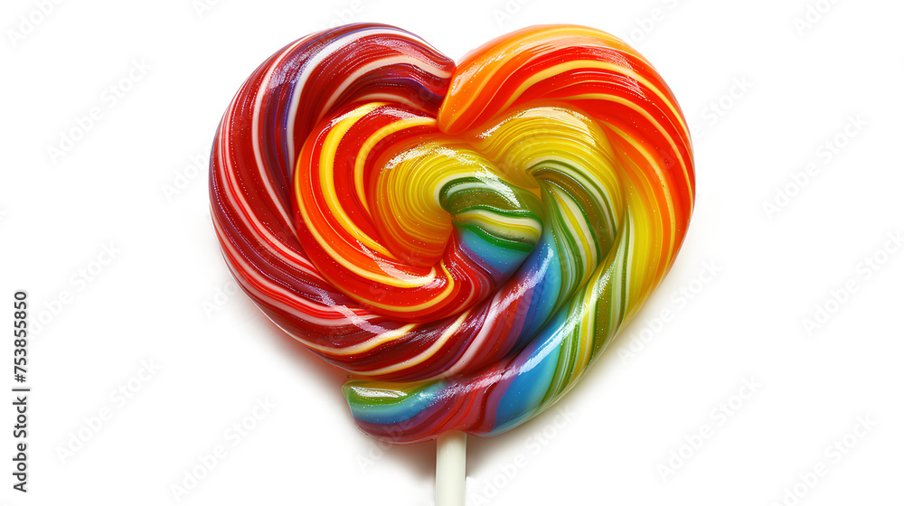Spiral heart lollipop isolated on a transparent background