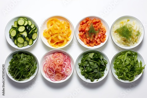 Vibrant Salad Ingredients Selection - Freshness in Bowls