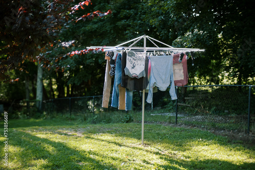 laundry hanging on line outdoors