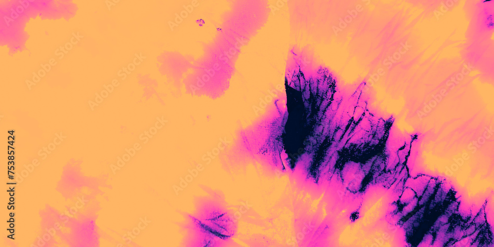 Obraz premium Orange Dirty Art Ink Print. Tie and Dye. Yellow